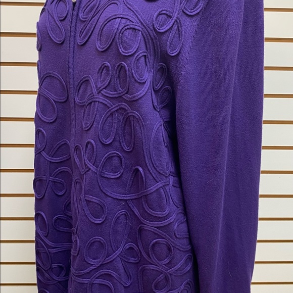 Catherine’s Purple Long Sleeve Zip Frnt Sweater 1x - Picture 4 of 8